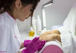 Manicurist working