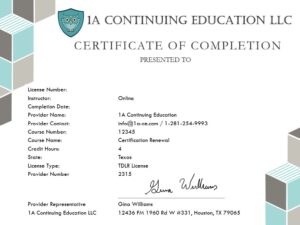 Certificate of Completion Electrician